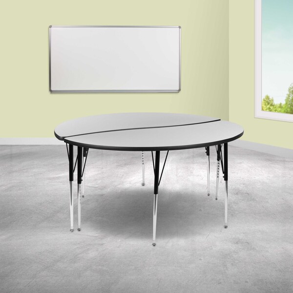 Flash Furniture Round 60 W, 60 L, 30.25 H, Chrome, Laminate, Particleboard, Steel, Grey XU-GRP-A60-HCIRC-GY-T-A-GG - main